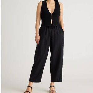 QUINCE 100% EUROPEAN LINEN PANTS in Black